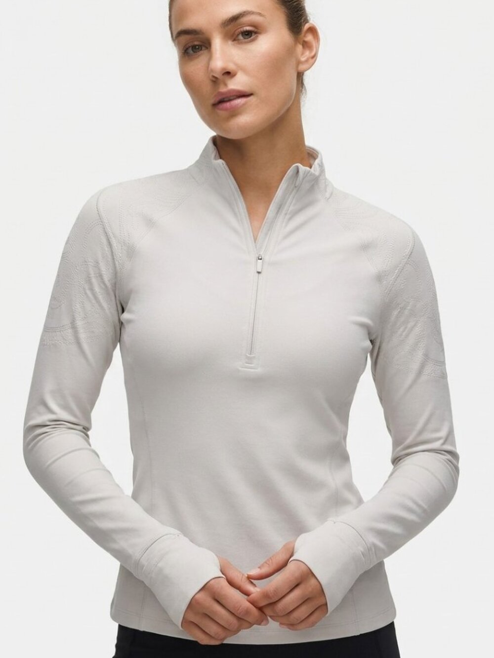 Lululemon Runderful 1/2 Zip Pullover Mini Check Pique Gray Size 4